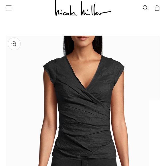 Nicole Miller COTTON METAL FABRIC FIGURE-FLATTERING TOP FEATURES V-NECK Medium - Picture 7 of 7